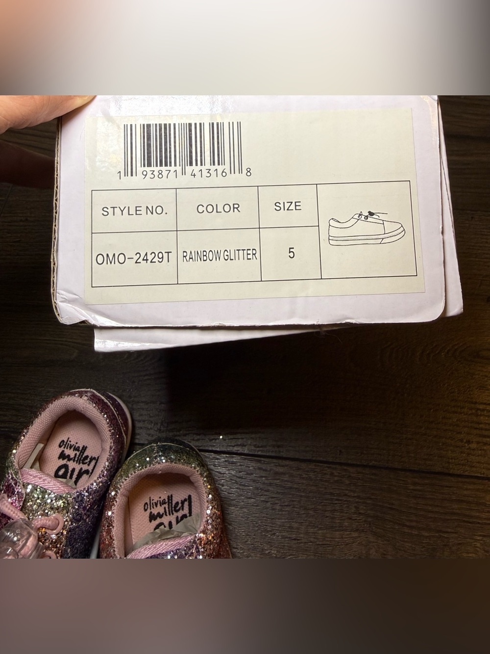 Olivia Miller Girl Kids Toddler Rainbow Glitter Shoelace Sneakers Size 5 NWT - Picture 4 of 8